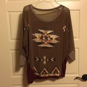 Miss Me Aztec 3/4 sleeve Top